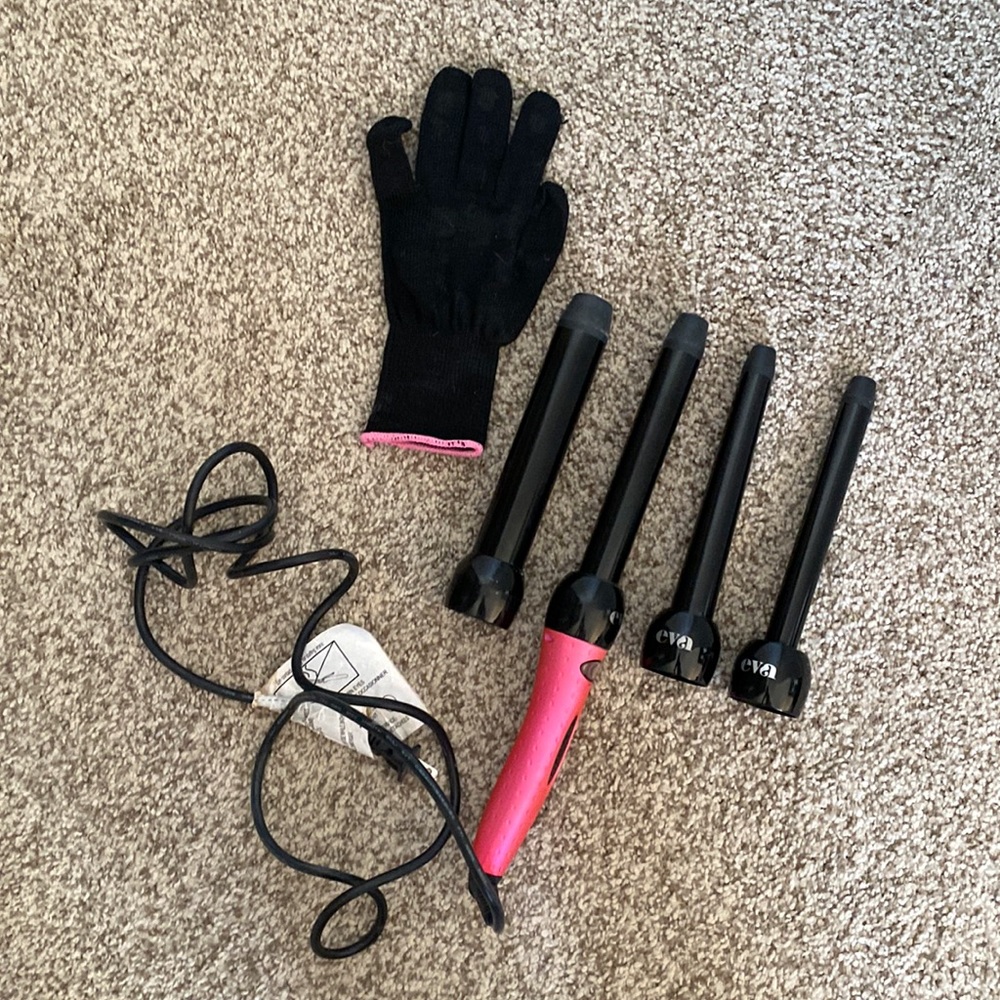 Curling iron with three additional attachments